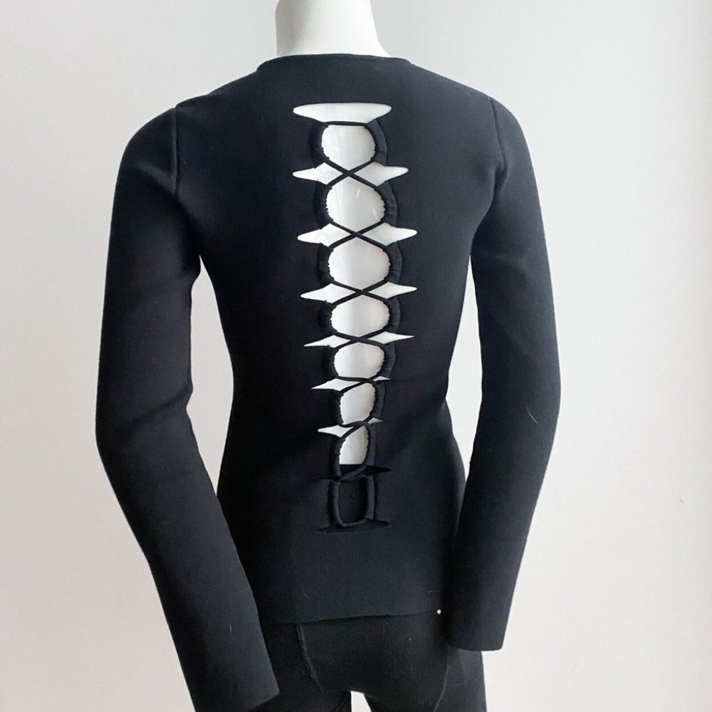 Alexander Wang Black Long-Sleeve Cutout Back Top